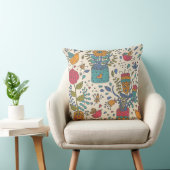 Coussin Motif floral de bande dessinée avec les oiseaux 2 (Chaise)