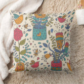Coussin Motif floral de bande dessinée avec les oiseaux 2 (Couverture)