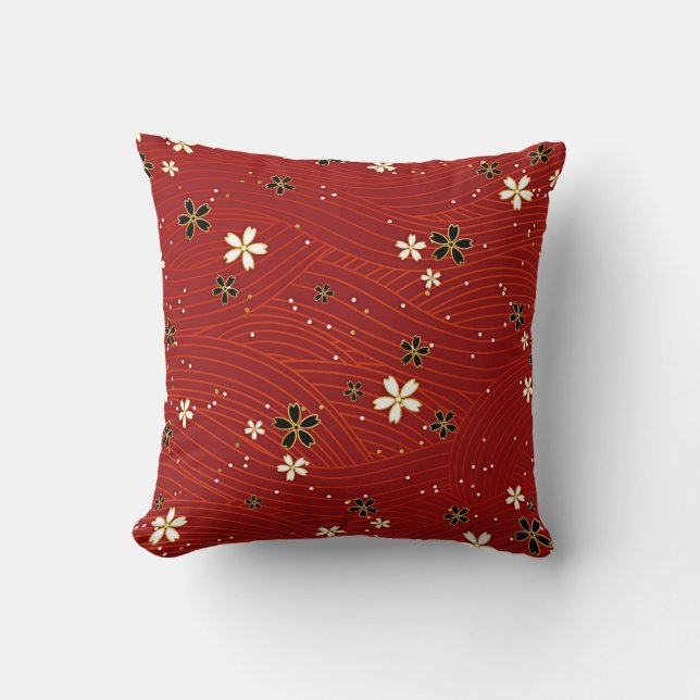 Coussin Motif floral de beauté rouge (Recto)