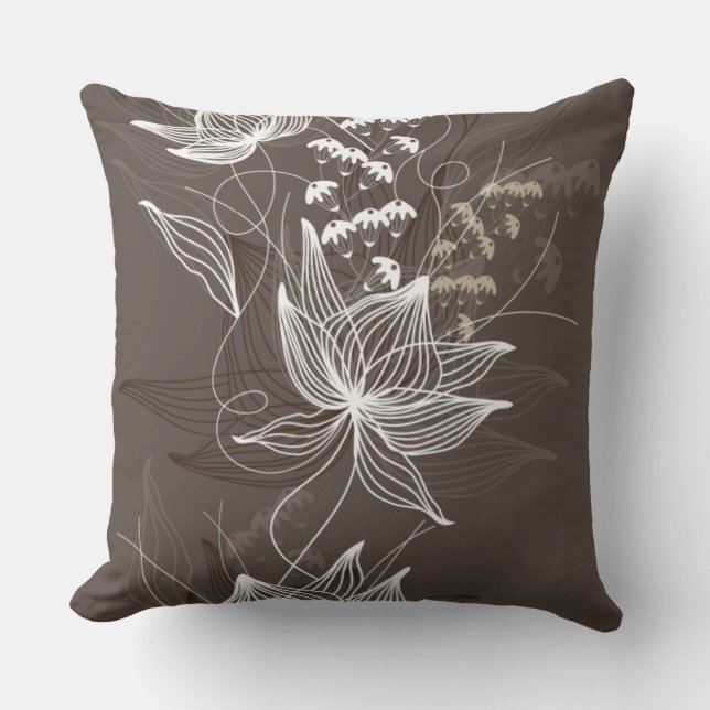 Coussin Motif floral de brun foncé (Recto)