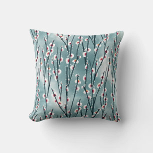 Coussin Motif floral de fleurs de prune de printemps