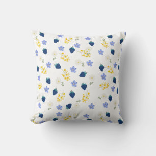 Coussin Motif floral de fleurs sauvages et de mûres