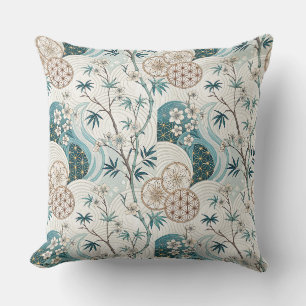 Coussin Motif floral de floraison de bambou japonais tradi