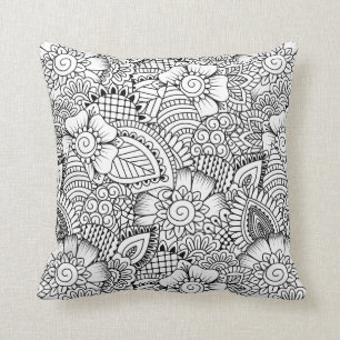 Coussin Motif floral de griffonnage