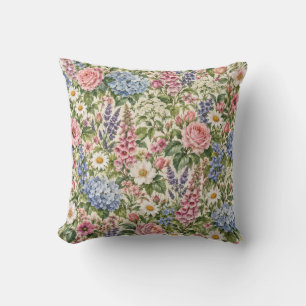 Coussin Motif floral de jardin de cottage anglais