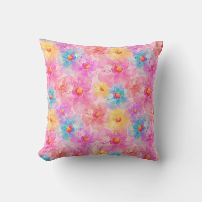 Coussin Motif floral de l'aquarelle rétro (Recto)