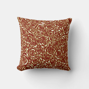 Coussin Motif floral de luxe rose et bordeaux
