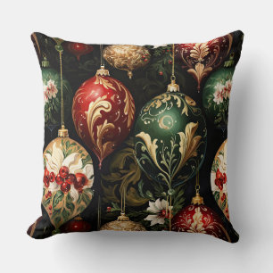 Coussin Motif floral de Noël vintage fantaisie