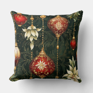 Coussin Motif floral de Noël vintage fantastique