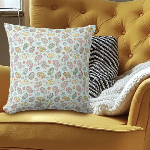 Coussin Motif Floral de Pâques aux Œufs de Pâques Pastel F