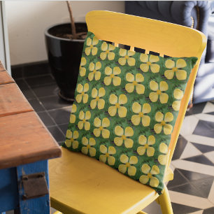 Coussin Motif floral de pavot célidoine jaune