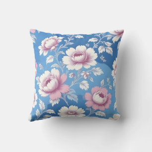 Coussin Motif floral de pivoine rose