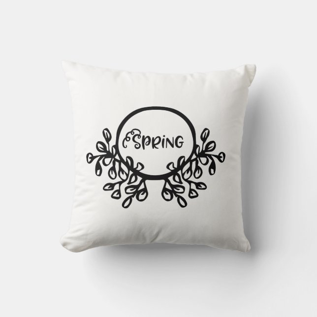 Coussin Motif floral de printemps dynamique | Bl de la nat (Recto)
