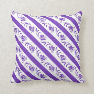 Coussin motif floral de rayures violettes