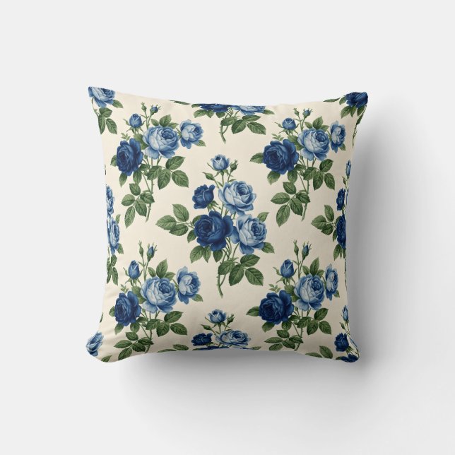 Coussin Motif floral de rose bleue (Recto)