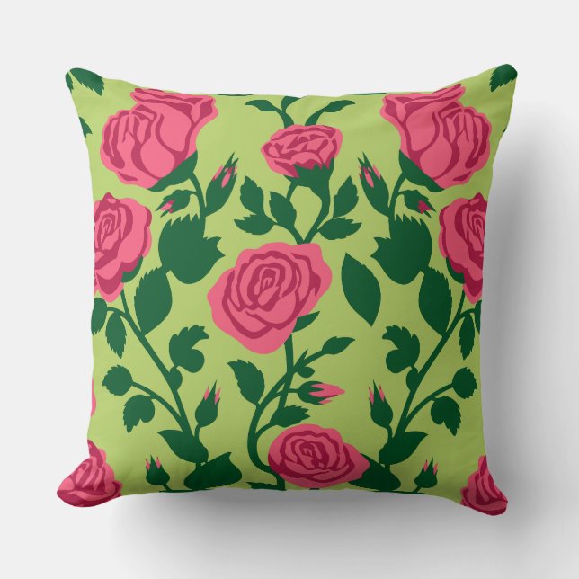 Coussin Motif floral de rose rose (Recto)