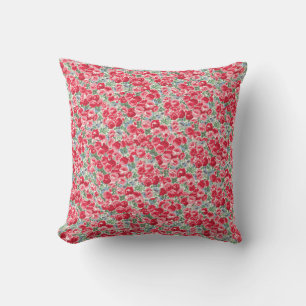Coussin Motif floral de rose rouge vintage