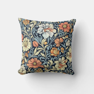 Coussin Motif floral de style William Morris avec acanthe