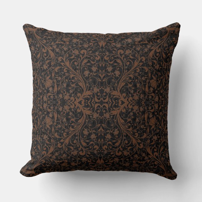 Coussin Motif floral de tigre brun noir mignon (Recto)