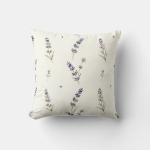 Coussin Motif floral délicat de lavande à l'aquarelle