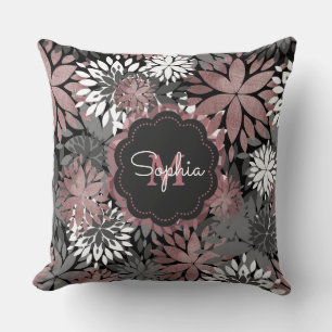 Coussin Motif floral d'illustration de joli or rose