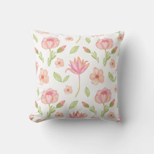 Coussin Motif floral élégant avec pivoines roses et lis