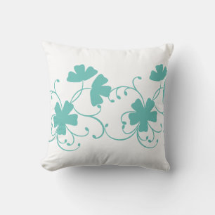 Coussin Motif Floral En Couleur Turquoise