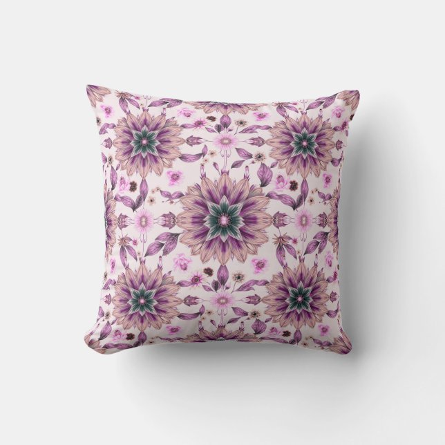 Coussin Motif floral esthétique violet moderne  (Recto)