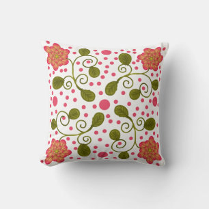 Coussin Motif floral et à pois rose fantaisie personnalisé