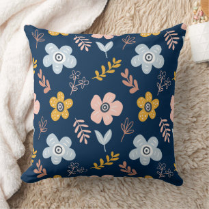 Coussin Motif floral et feuillu Navy Sprig