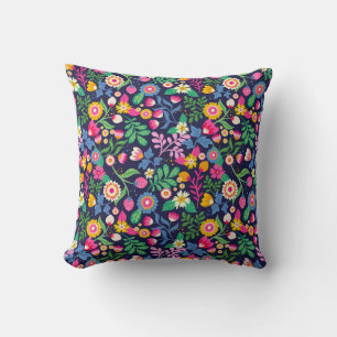 Coussin Motif floral exotique peint à la main