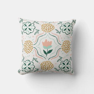 Coussin Motif floral fantaisiste dessiné à la main