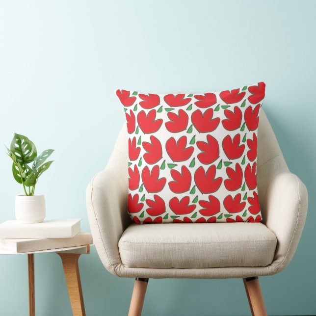 Coussin Motif floral Fleurs rouges   (Chaise)