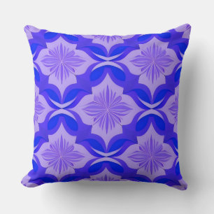 Coussin Motif floral géométrique bleu et violet