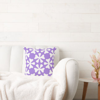 Coussin Motif floral géométrique moderne violet et blanc