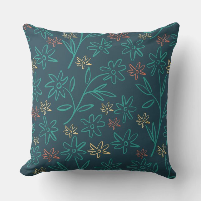 Coussin Motif floral graphique cool (Recto)