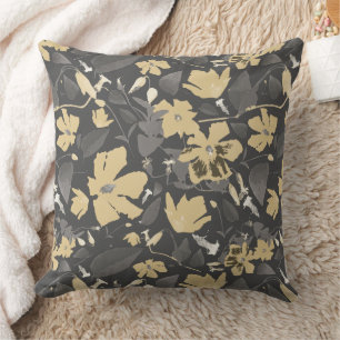 Coussin Motif floral gris d'or féminin chic