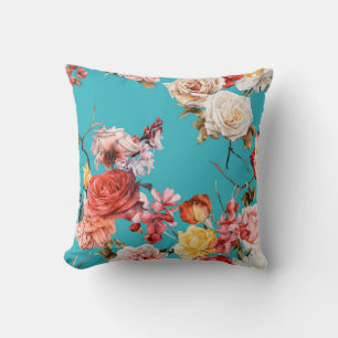 Coussin Motif floral incolore avec roses, aquarelle. fl