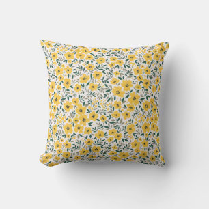 Coussin Motif floral incomparable, Petites fleurs jaunes.