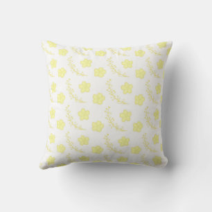 Coussin Motif floral jaune botanique verdure & rustique