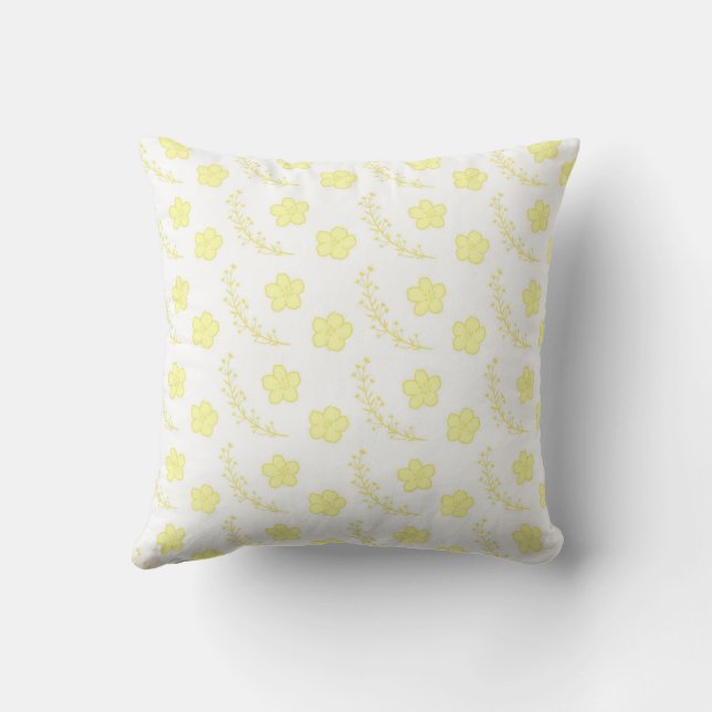 Coussin Motif floral jaune botanique verdure & rustique  (Verso)