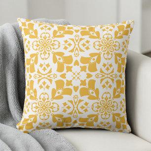 Coussin Motif floral jaune élégant moderne symétrique