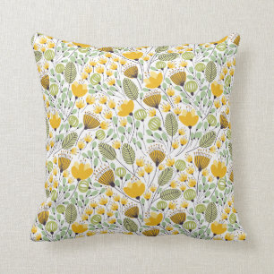 Coussin Motif Floral Jaune et Vert