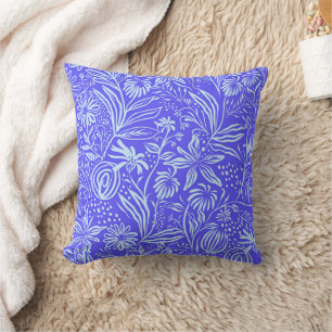 Coussin Motif floral lilas bleu vif