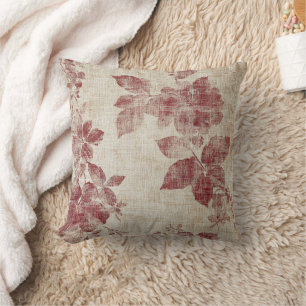 Coussin Motif Floral Lin Rustique Rose (1)