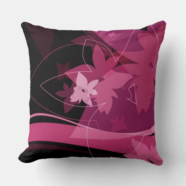 Coussin Motif floral magenta (Recto)