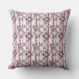 Coussin motif floral marron et blanc