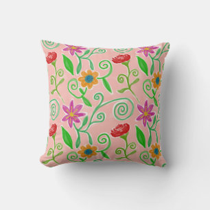 Coussin Motif floral mignon, rouge et violet