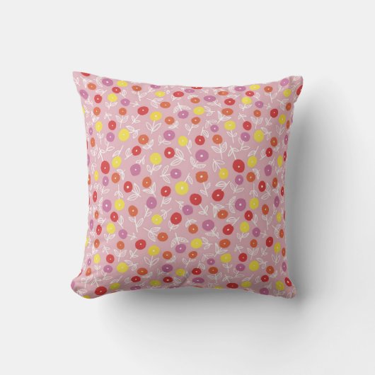 Coussin Motif floral moderne rose boho (Recto)