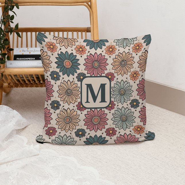 Coussin Motif floral monogramme (Créateur téléchargé)